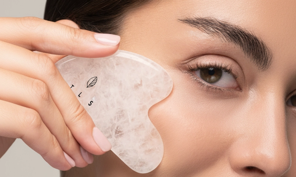 Gua-Sha in quarzo bianco applicato sul viso